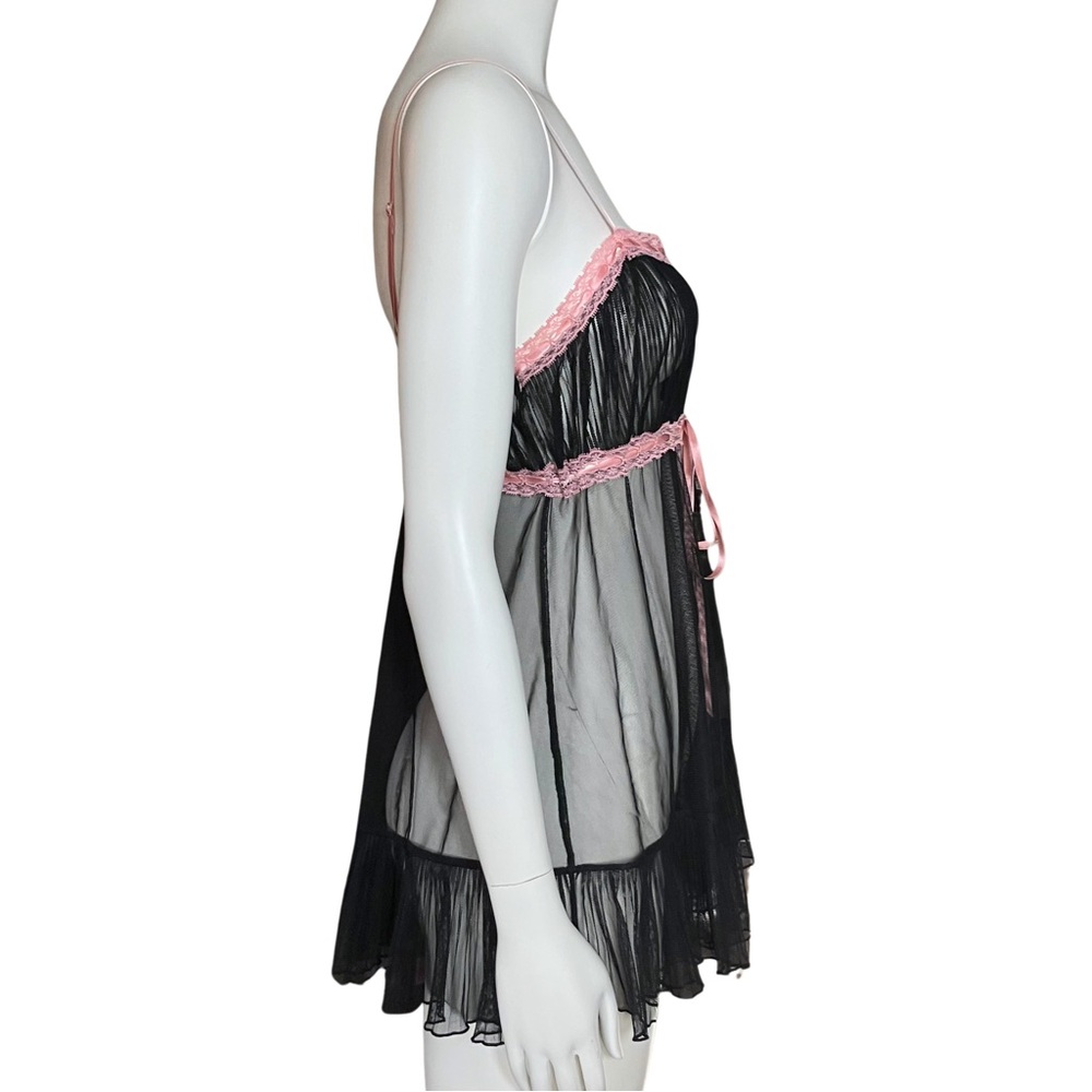 Y2K Vintage Victoria’s Secret Black Sheer Babydoll Slip Dress XS/S Coquette Bow - Picture 6 of 11